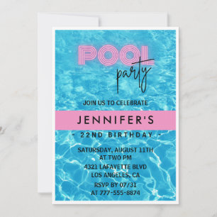 Einladungen zum 22. Geburtstag Poolparty Sommer