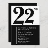 Einladungen zum 22. Geburtstag Schwarz und Weiß El (Vorne/Hinten)