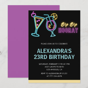 Einladungen zum 23. Geburtstag Cocktail Neon Glow