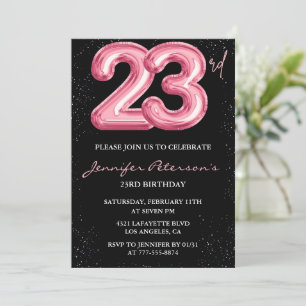 Einladungen zum 23. Geburtstag Pink Balloon Glam S