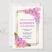 Einladungen zum 24. Geburtstag Tropical Floral Pin (Vorderseite)