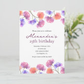 Einladungen zum 25. Geburtstag Boho Floral Chic (Stehend Vorderseite)