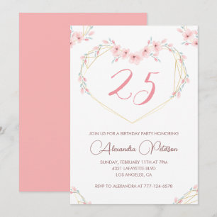 Einladungen zum 25. Geburtstag Boho Floral Elegant