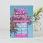 Einladungen zum 25. Geburtstag Pink Tropical (Stehend Vorderseite)