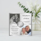Einladungen zum 25. Silver Jubiläum mit 2 Fotos (Stehend Vorderseite)