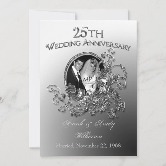 Einladungen zum 25. Silver Wedding Jubiläum (Vorderseite)