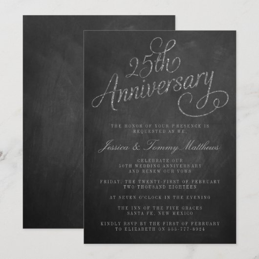 Einladungen zum 25. Silver Wedding Jubiläum (Vorne/Hinten)