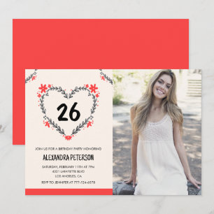 Einladungen zum 26. Geburtstag für sie Florales He