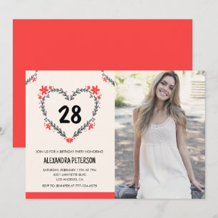 Einladungen zum 28. Geburtstag für sie Florales He