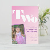 Einladungen zum 2. Geburtstag Girl Pink Gradient F (Stehend Vorderseite)