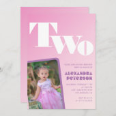 Einladungen zum 2. Geburtstag Girl Pink Gradient F (Vorne/Hinten)