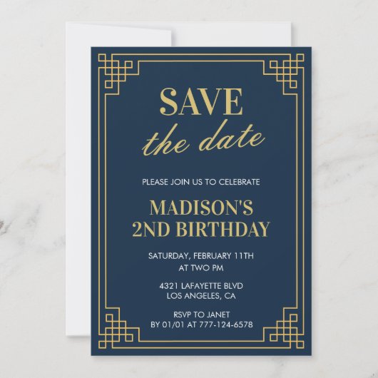Einladungen zum 2. Geburtstag Girl Save the Date N (Vorderseite)