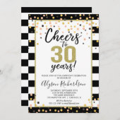 Einladungen zum 30. Geburtstag, Schwarz-Gold-Beifa (Vorne/Hinten)
