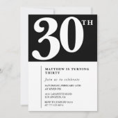 Einladungen zum 30. Geburtstag Schwarz-weiß Elegan (Vorderseite)