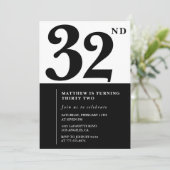 Einladungen zum 32. Geburtstag Schwarz-Weiß-Elegan (Stehend Vorderseite)