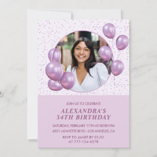 Einladungen zum 34. Geburtstag Balloons Foto Lila
