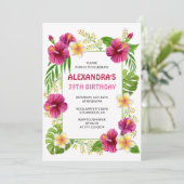 Einladungen zum 39. Geburtstag Tropical Floral Pin (Stehend Vorderseite)