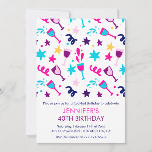 Einladungen zum 40. Geburtstag Cocktail Modern Pin