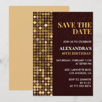 Einladungen zum 40. Geburtstag Save the Date Gold