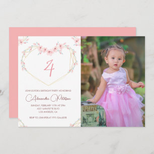 Einladungen zum 4. Geburtstag Boho Floral Foto