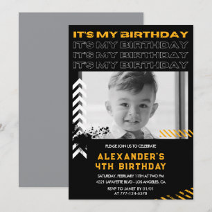 Einladungen zum 4. Geburtstag Junge Foto Sprühfarb
