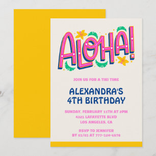 Einladungen zum 4. Geburtstag Tropical Aloha Hawai