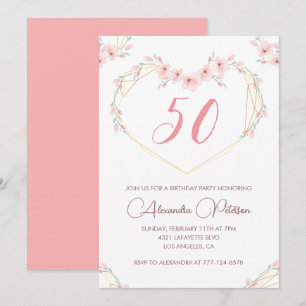 Einladungen zum 50. Geburtstag Boho Floral Elegant