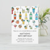 Einladungen zum 50. Geburtstag Cocktail Zeitgenöss (Stehend Vorderseite)