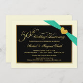 Einladungen zum 50. Hochzeitstag Aqua Ribbon (Vorne/Hinten)