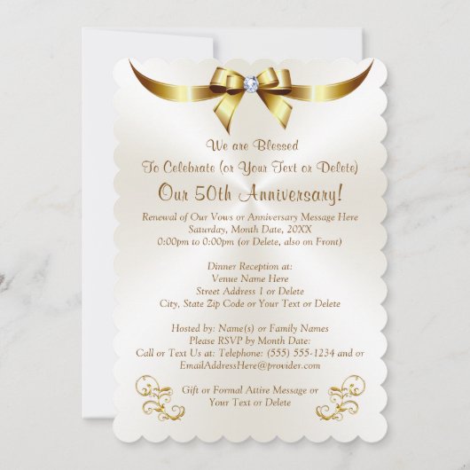 Einladungen zum 50-jährigen Jubiläum für Gold und (Rückseite)