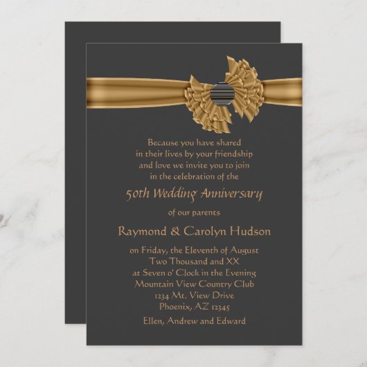 Einladungen zum 50. Jubiläum Gold Ribbon (Vorne/Hinten)