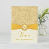 Einladungen zum 50. Jubiläum - Goldmonogramm (Stehend Vorderseite)