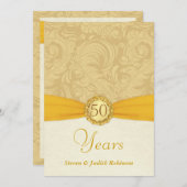 Einladungen zum 50. Jubiläum - Goldmonogramm (Vorne/Hinten)