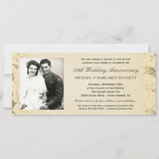 Einladungen zum 50. Jubiläum - Viktorianische Blüt (Vorderseite)