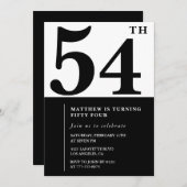 Einladungen zum 54. Geburtstag Schwarz und Weiß El (Vorne/Hinten)