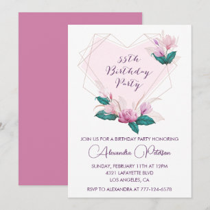 Einladungen zum 55. Geburtstag Elegant Boho rosa