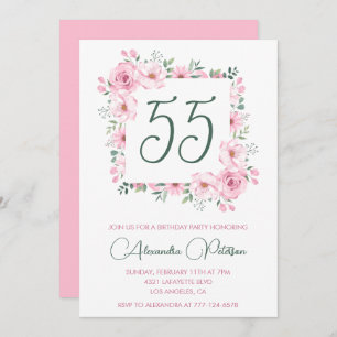 Einladungen zum 55. Geburtstag Floral Elegant Pink