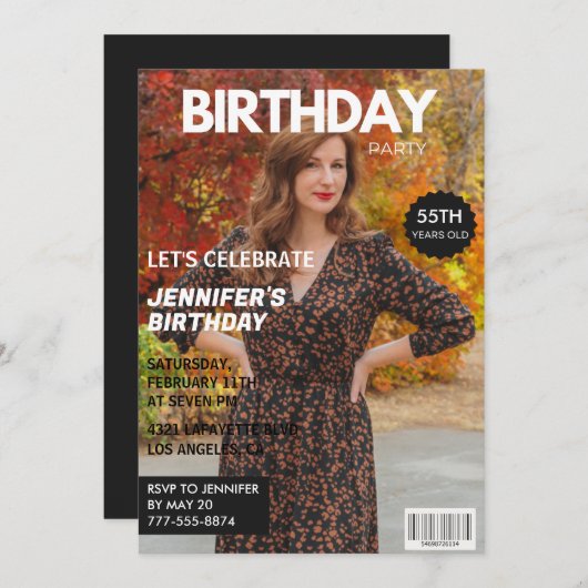 Einladungen zum 55. Geburtstag Zeitschrift Cover (Vorne/Hinten)