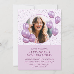 Einladungen zum 56. Geburtstag Balloons Foto Lila