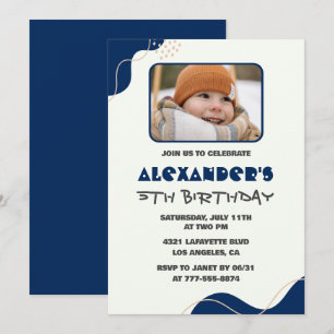 Einladungen zum 5. Geburtstag Junge Navy Einfach F