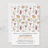 Einladungen zum 60. Geburtstag Cocktail Muster Mod (Vorderseite)