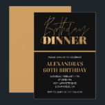 Einladungen zum 60. Geburtstag Geburtstagsfest Sch<br><div class="desc">60. Geburtstagseinladungen Geburtstagsessen Black Gold elegante moderne</div>