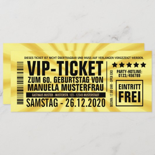 Einladungen zum 60. Geburtstag (“VIP”) (Vorne/Hinten)