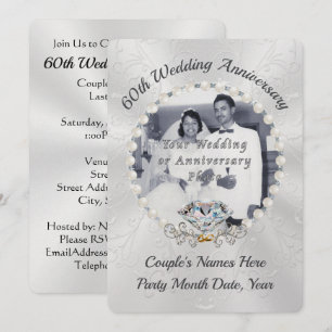 Einladungen zum 60. Hochzeitstag von Pearl Shimmer