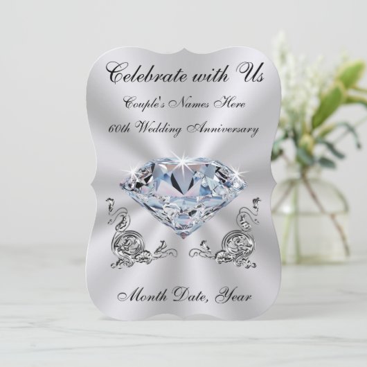 Einladungen zum 60. Jubiläum, Vorlage oder gedruck (Stehend Vorderseite)