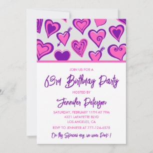Einladungen zum 63. Geburtstag mit Pink Glam Herz 
