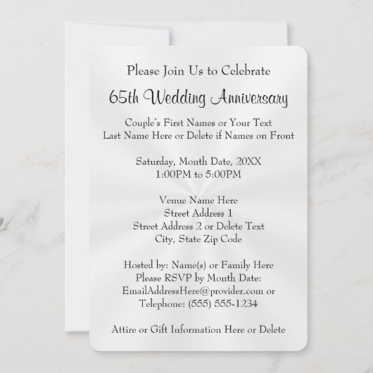 Einladungen zum 65. Hochzeitstag (Rückseite)