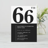 Einladungen zum 66. Geburtstag Schwarz und Weiß El (Stehend Vorderseite)