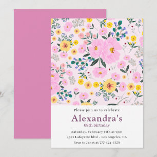 Einladungen zum 68. Geburtstag Boho Floral Pink