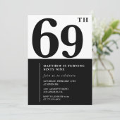 Einladungen zum 69. Geburtstag Schwarz und Weiß El (Stehend Vorderseite)